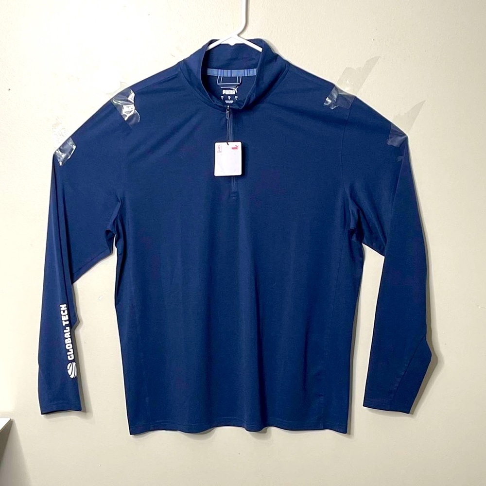 Puma Gold‎ Men’s Quarter Zip, Global Tech, Blue, Sz L, NWT